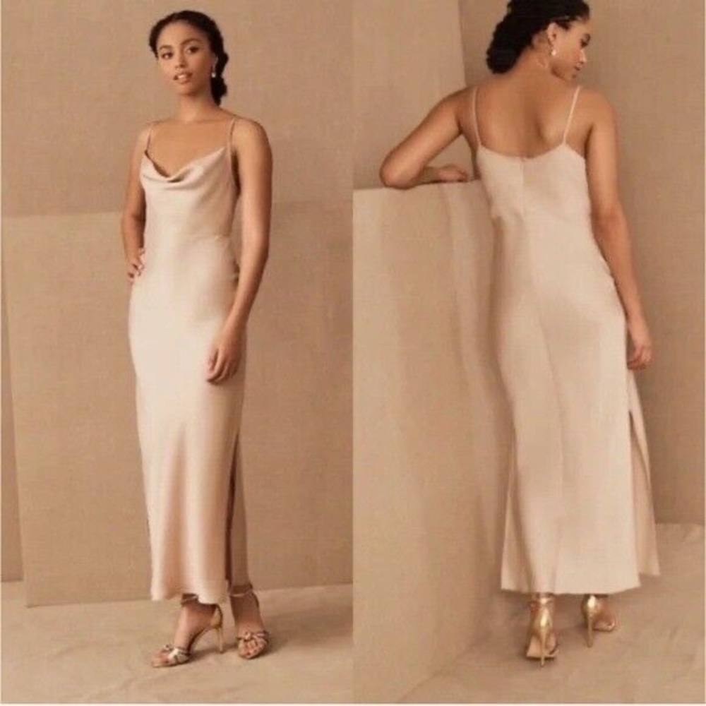 Sachin & Babi Cali Satin Charmeuse Midi Dress. Color Oyster.
